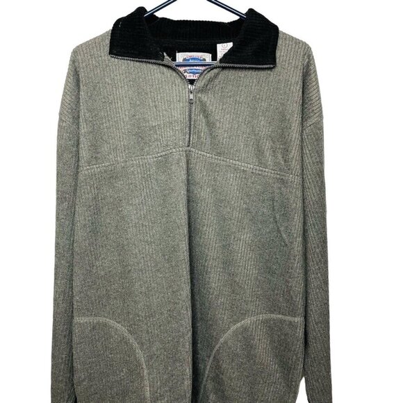 Mens Pullover Fleece Top Gray Sweatshirt Size Large Drawstring Hem u - Picture 2 of 6